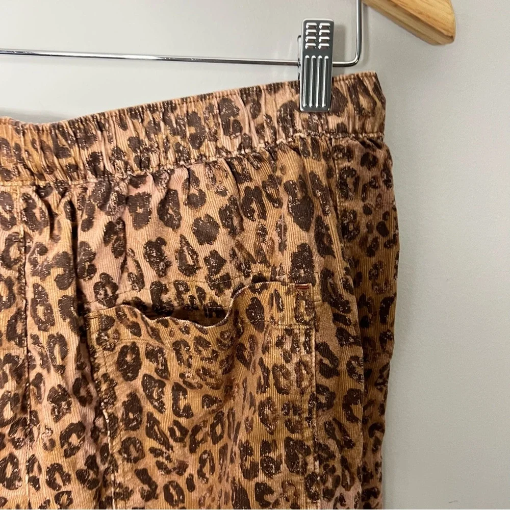 Anthropologie Brown Leopard Print Drawstring Pants